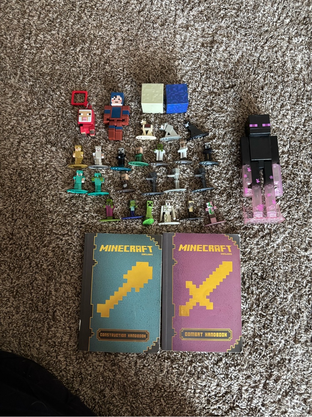 Minecraft metal  Figure Lot with Companion Guides - Pixel Characters & Enderman